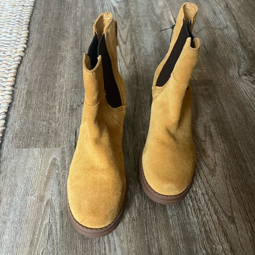 Cole Haan Mustard Suede Chelsea Ankle Boots